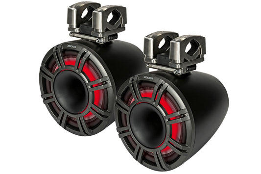 KICKER 44KMTC114 11" LED Marine Tower Speakers Black – 300W RMS